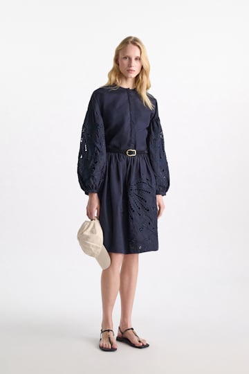 Dorothee Schumacher Suede belt with signature buckle midnight blue