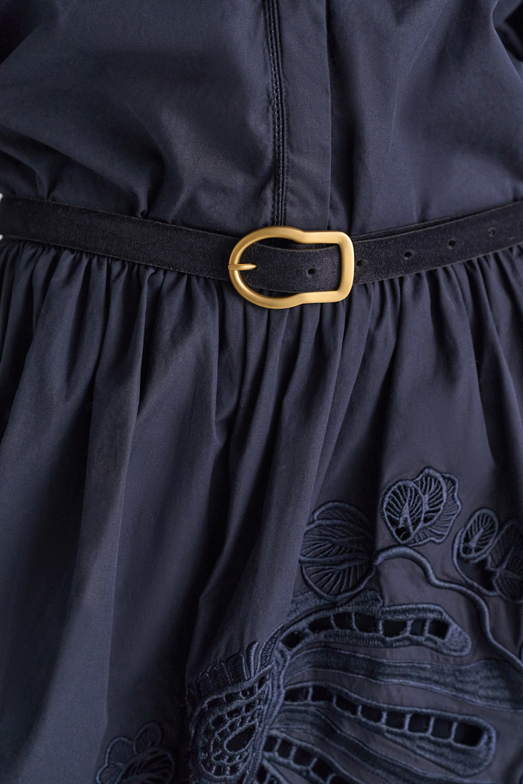 Dorothee Schumacher Suede belt with signature buckle midnight blue