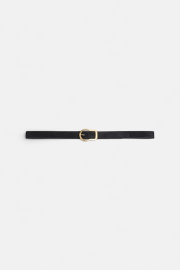 Dorothee Schumacher Suede belt with signature buckle midnight blue
