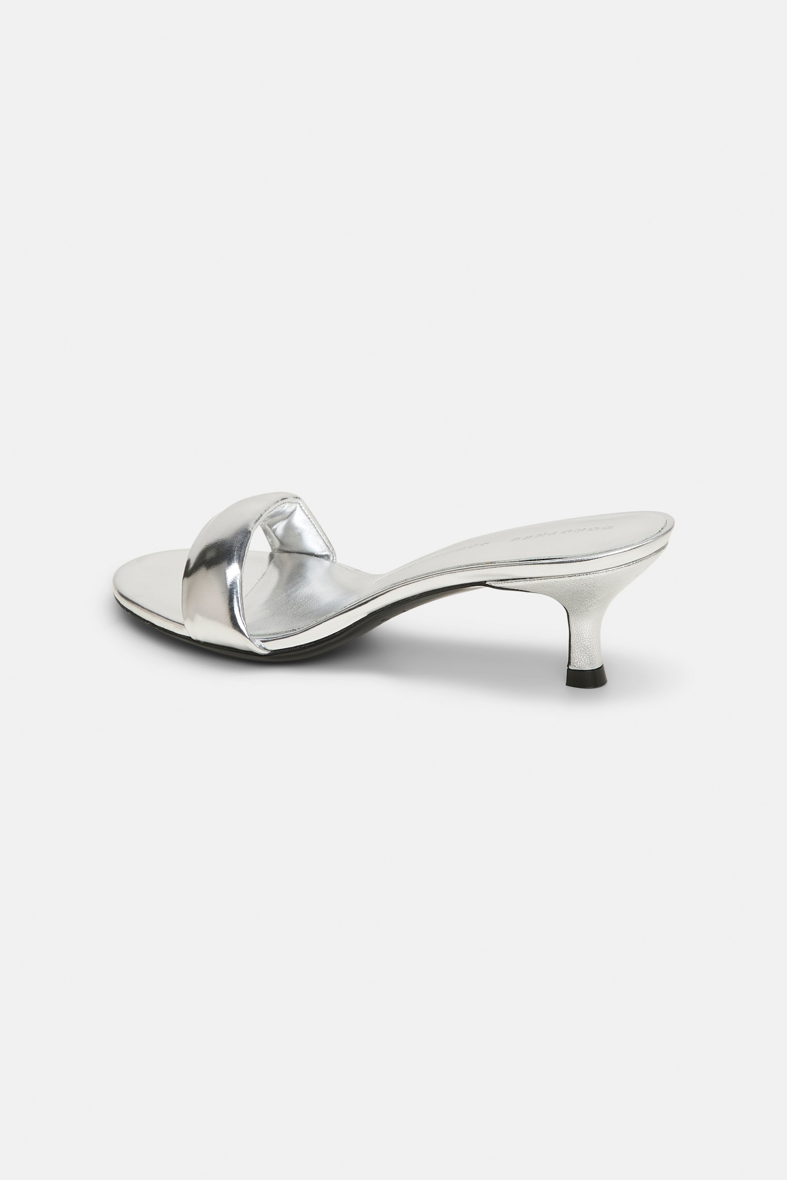 Dorothee Schumacher Kitten heel metallic slides with padded strap silver