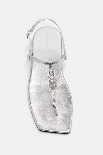 Dorothee Schumacher Flache Sandalen mit T-Strap silver