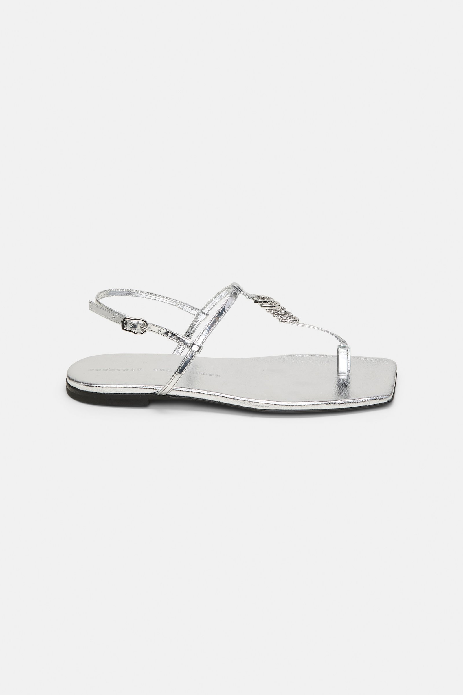 Dorothee Schumacher Metallic sandals with signature D-rings silver