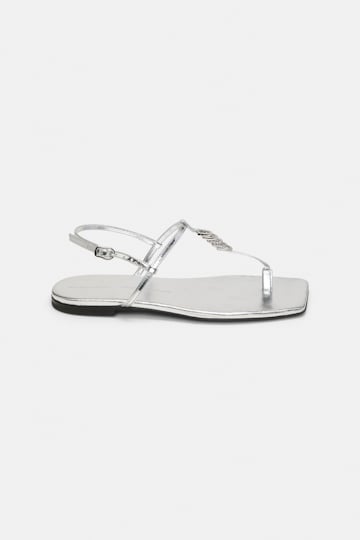 Dorothee Schumacher Metallic sandals with signature D-rings silver
