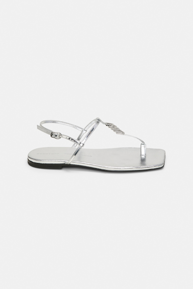 Dorothee Schumacher Flache Sandalen mit T-Strap silver