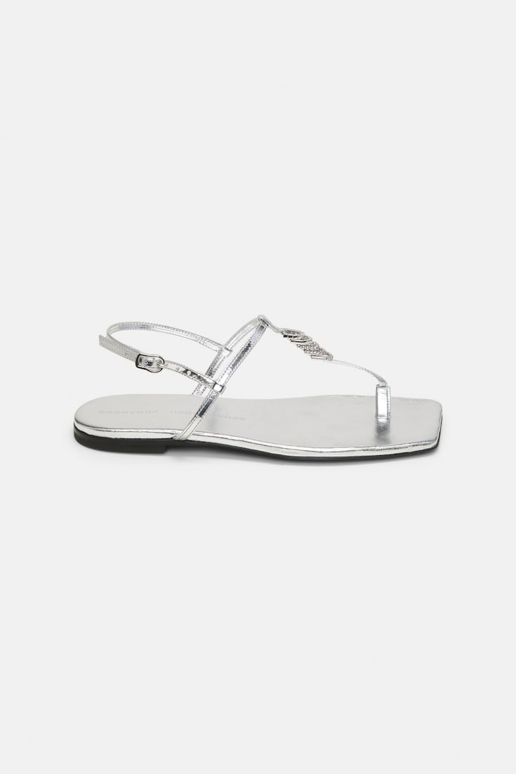 Dorothee Schumacher Metallic sandals with signature D-rings silver