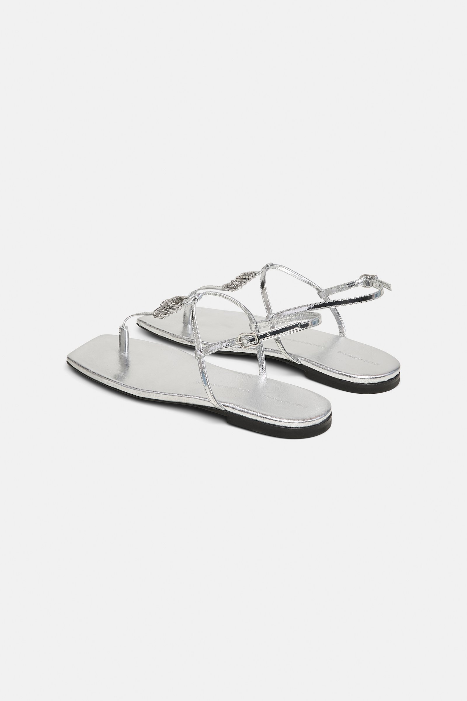 Dorothee Schumacher Metallic sandals with signature D-rings silver