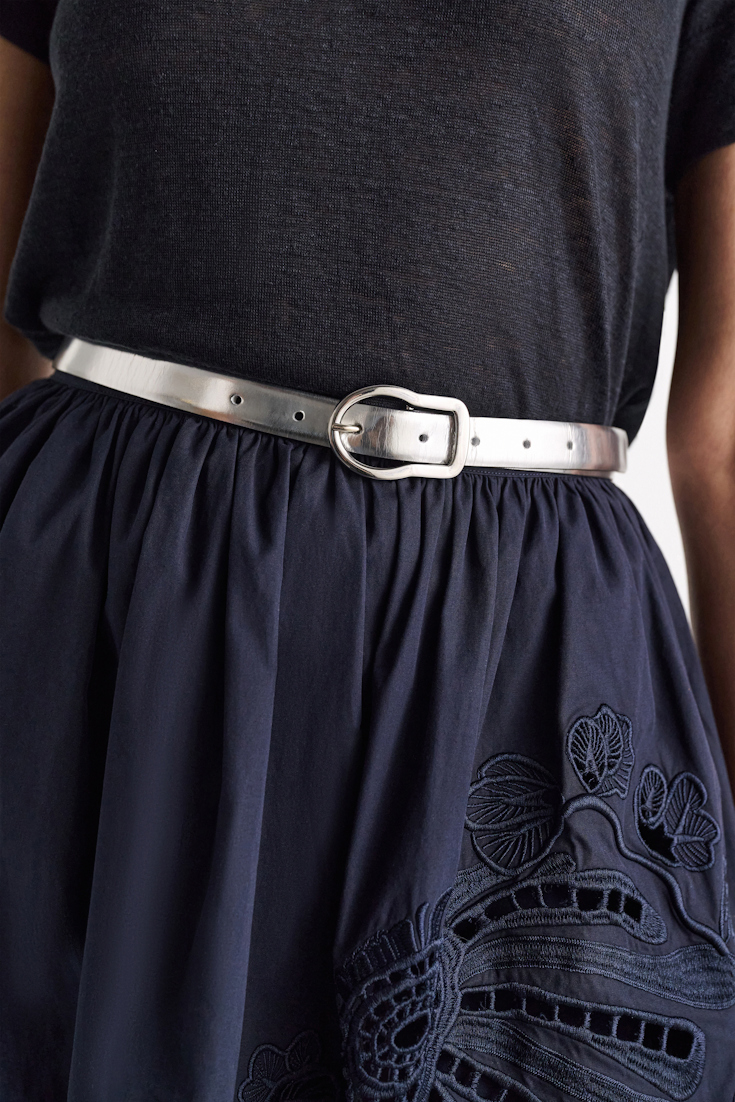 Dorothee Schumacher Mirrored metallic leather belt silver