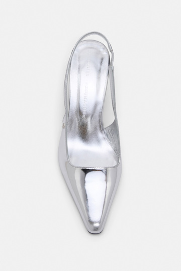 Dorothee Schumacher Slingback-Keilabsatzschuhe mit grafischer Kontur silver