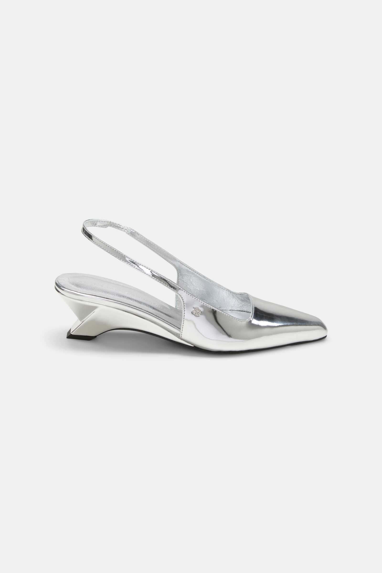 Dorothee Schumacher Slingback graphic contour wedges silver