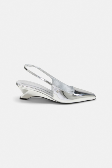 Dorothee Schumacher Slingback graphic contour wedges silver