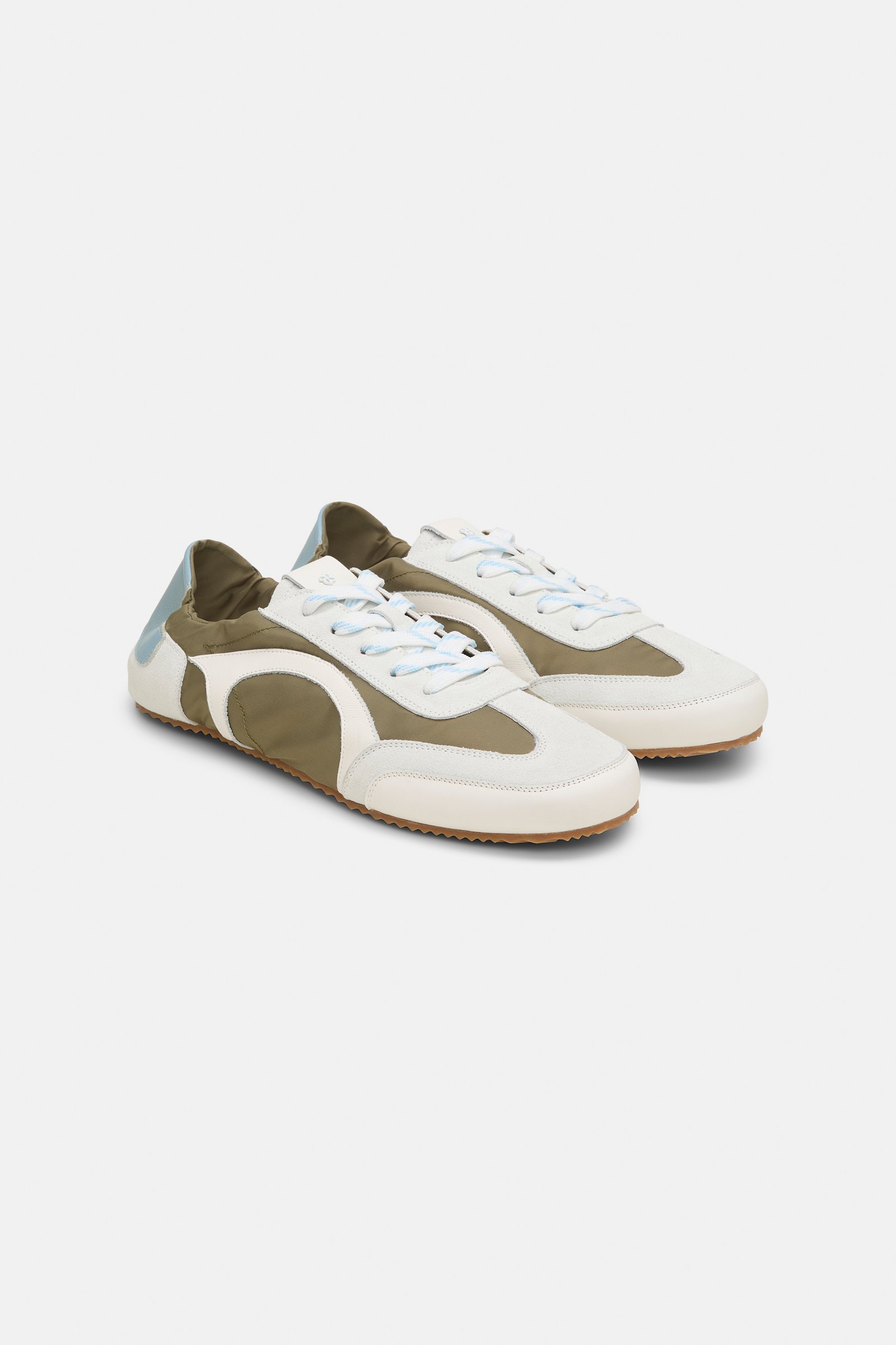 Dorothee Schumacher Mixed material sneakers khaki combo