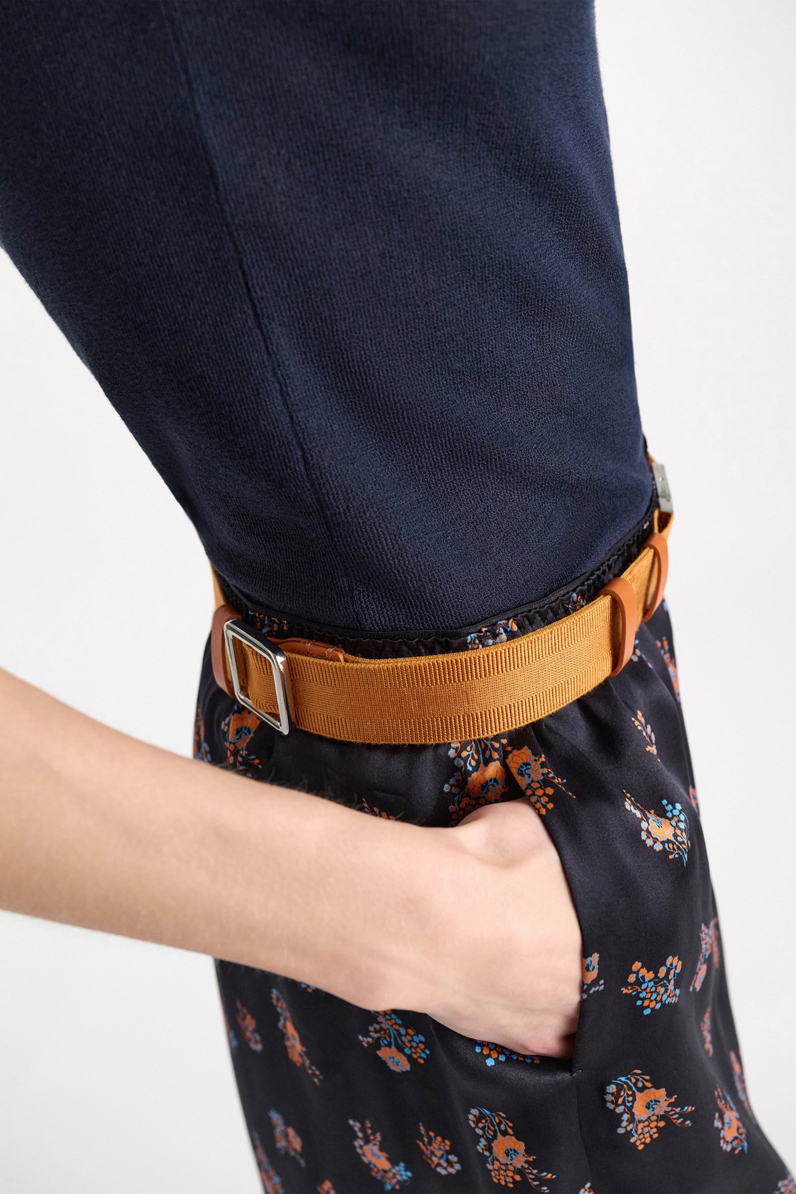 Dorothee Schumacher Elastic belt with leather detailing orange rust