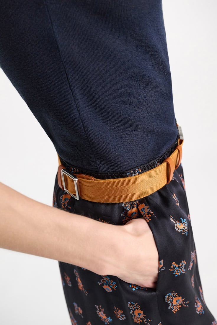 Dorothee Schumacher Elastic belt with leather detailing orange rust