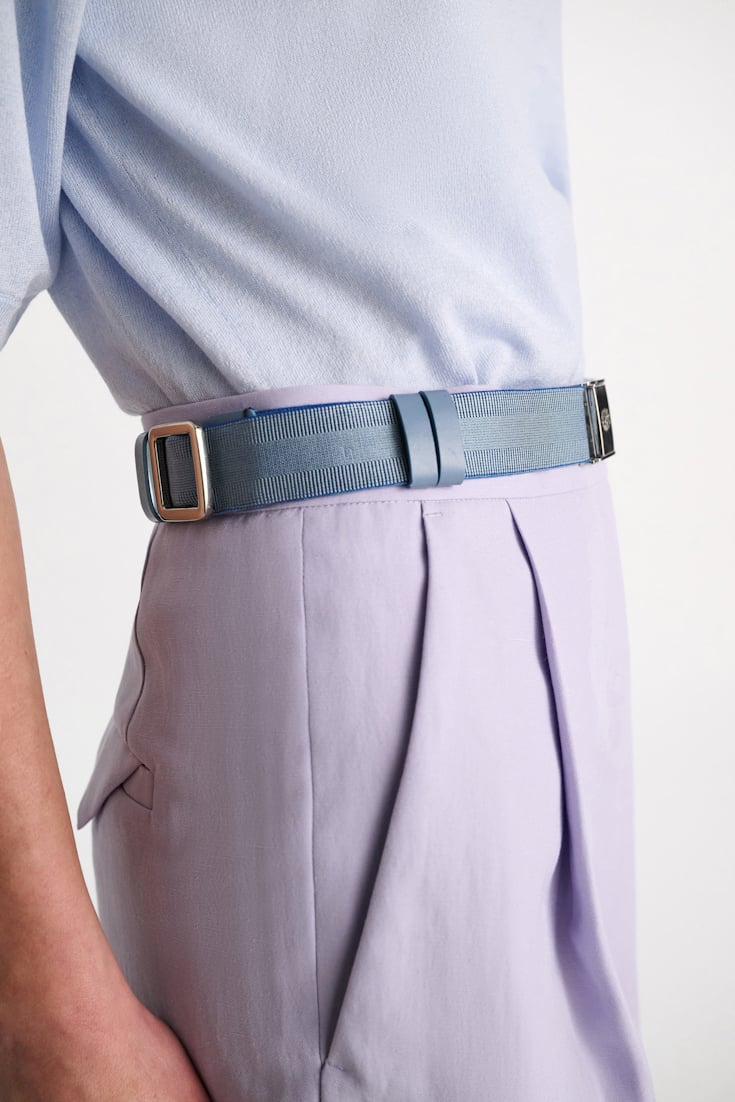 Dorothee Schumacher Elastic belt with leather detailing denim blue