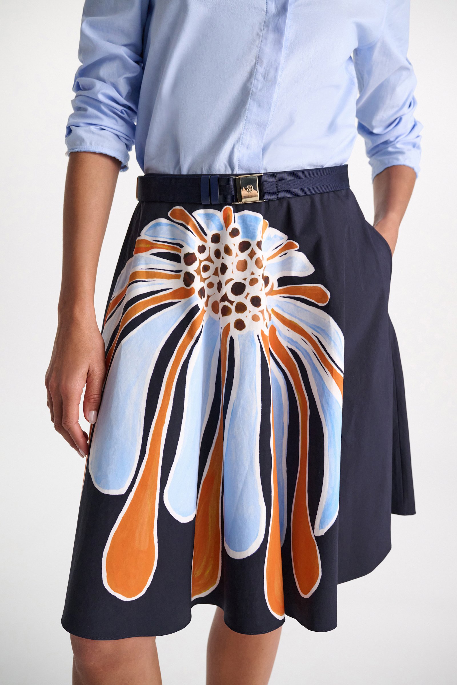 Dorothee Schumacher Elastic belt with leather detailing midnight blue