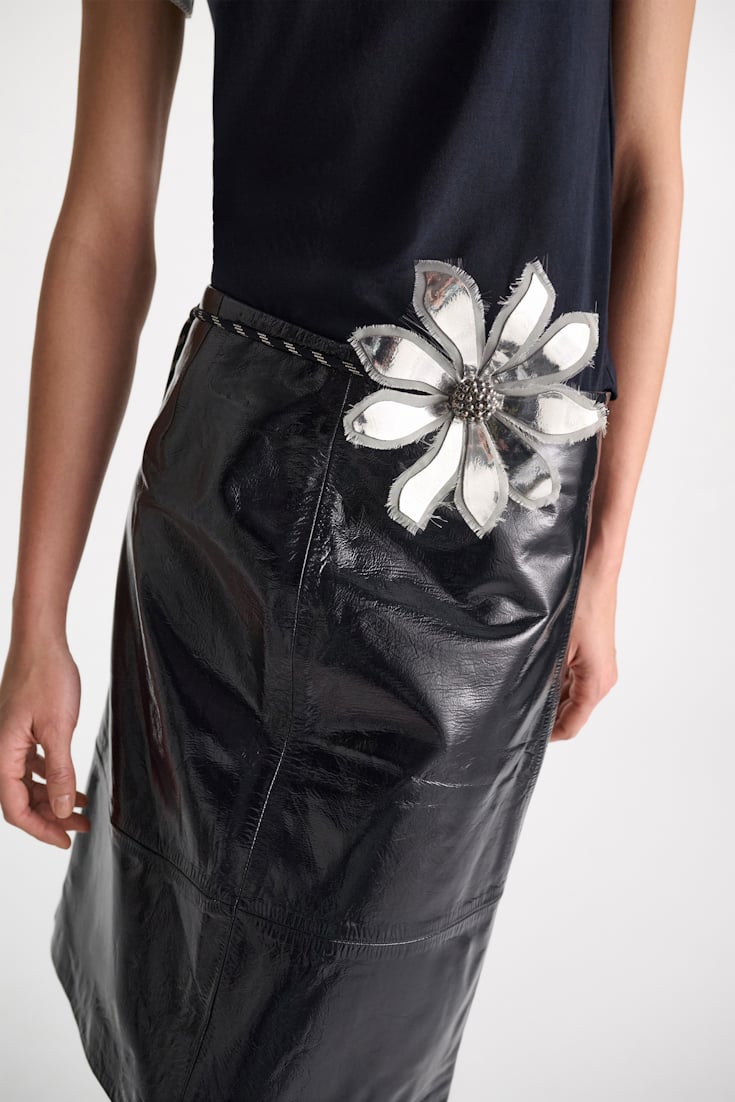 Dorothee Schumacher Cord sash belt with flower silver
