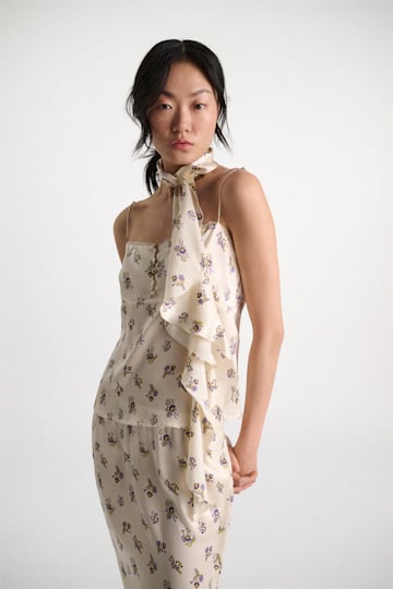 Dorothee Schumacher Volantschal aus beidseitig bedrucktem Seidensatin little daydream yellow