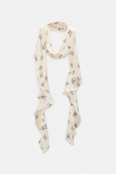 Dorothee Schumacher Silk-satin signature print flounce scarf little daydream yellow