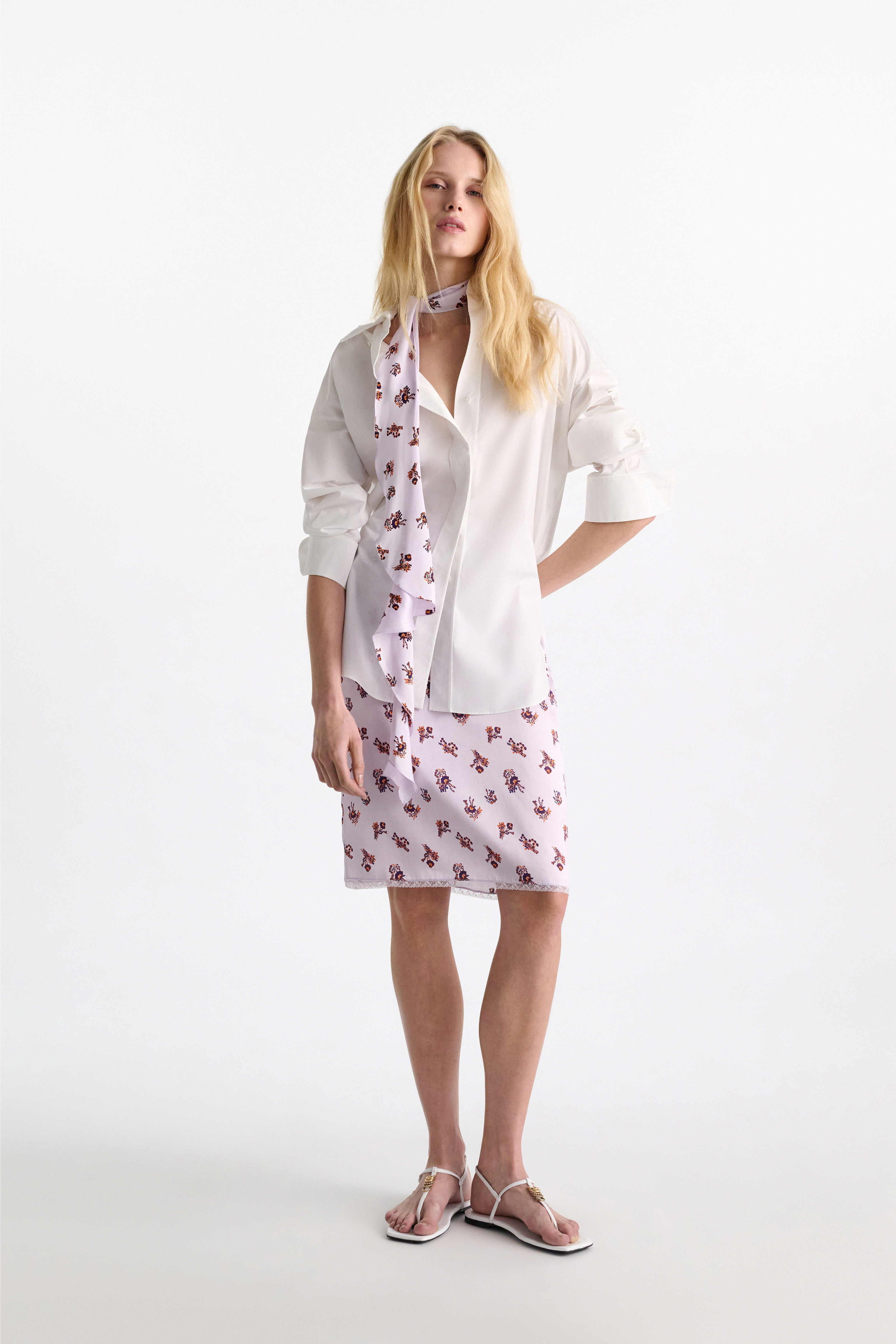 Dorothee Schumacher Silk-satin signature print flounce scarf