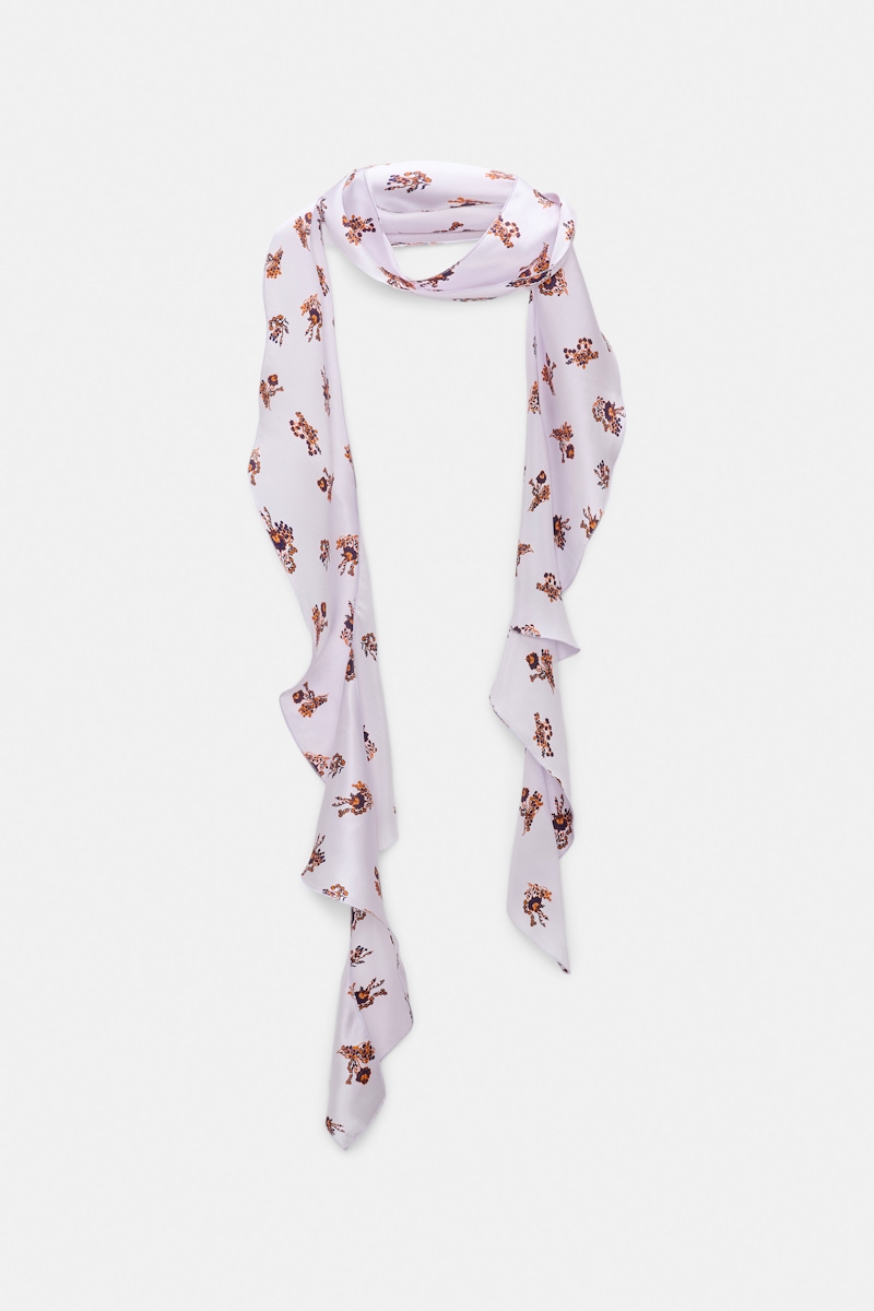 Dorothee Schumacher Women's Violet Silk-Satin Signature Print Flounce Scarf