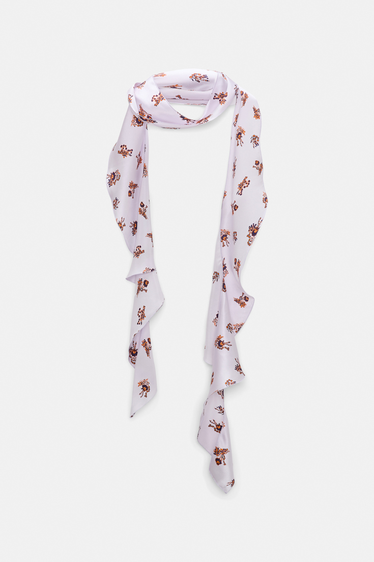 Dorothee Schumacher Volantschal aus beidseitig bedrucktem Seidensatin little daydream lilac