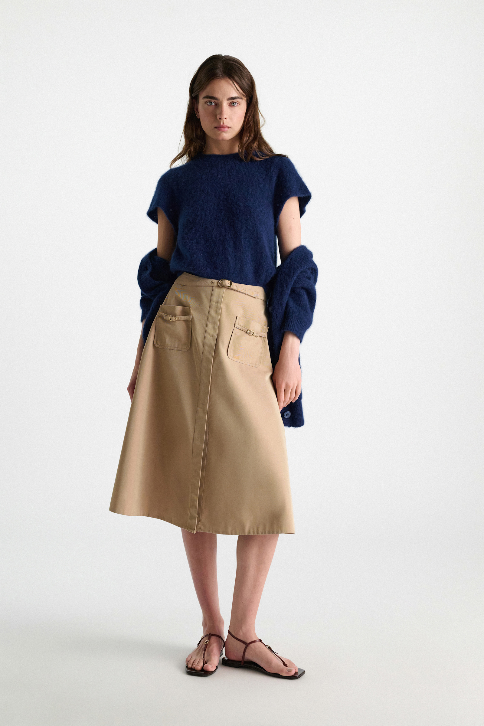 Dorothee Schumacher Cashmere top with pointelle sleeves ocean