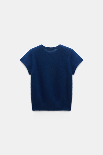 Dorothee Schumacher Cashmere top with pointelle sleeves ocean