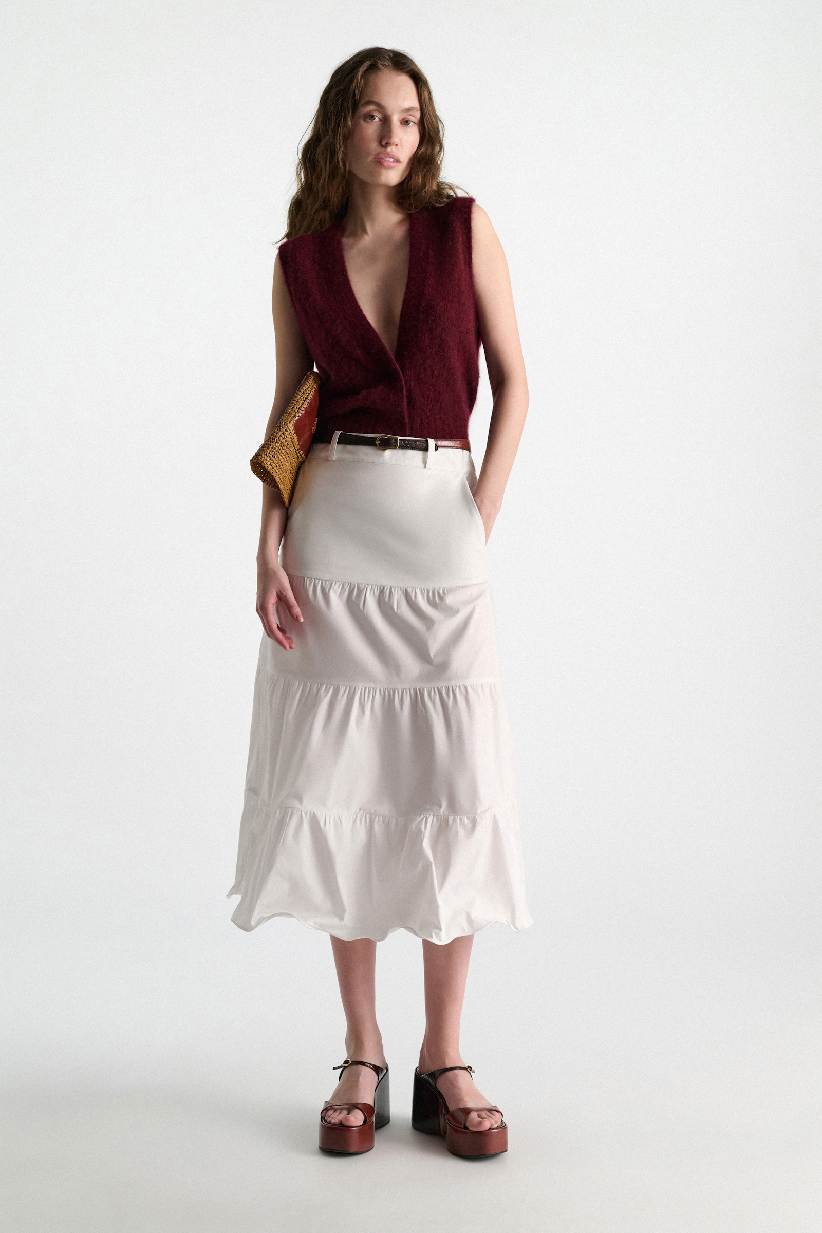 Dorothee Schumacher Gilet im Pointelle-Allover aus Kaschmir merlot