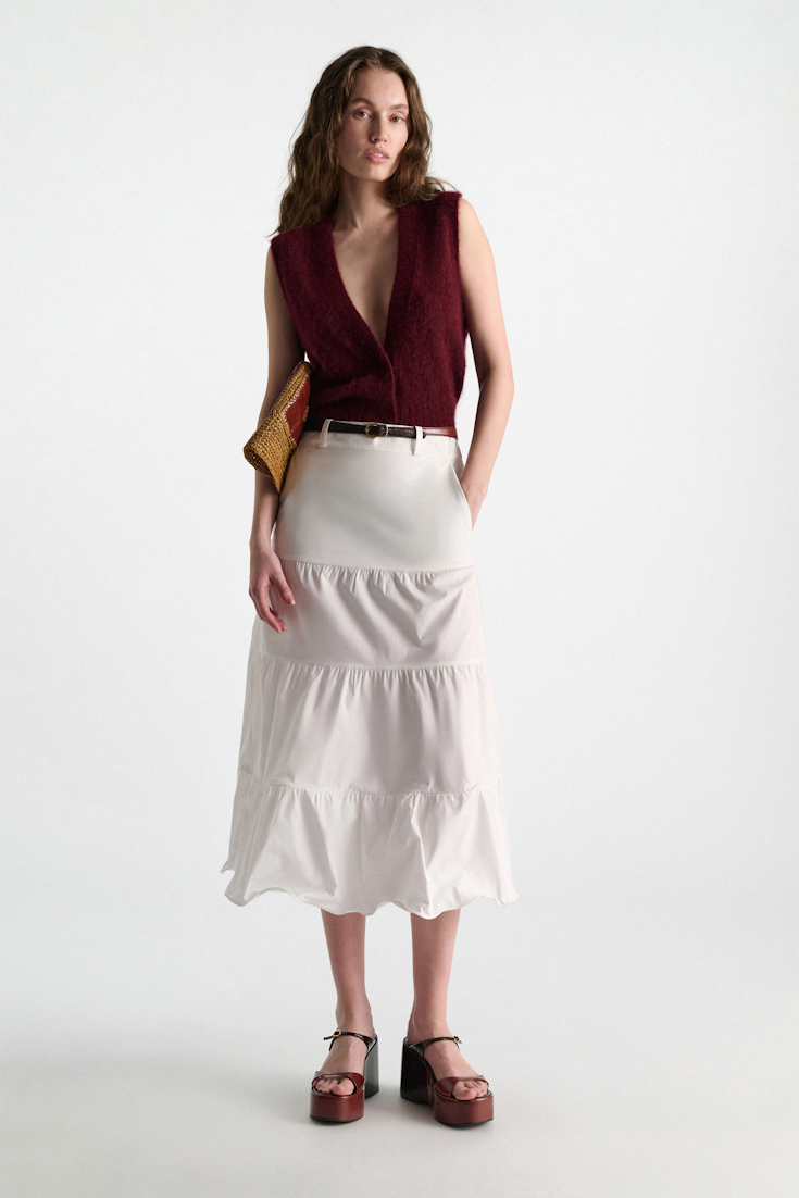 Dorothee Schumacher Gilet im Pointelle-Allover aus Kaschmir merlot