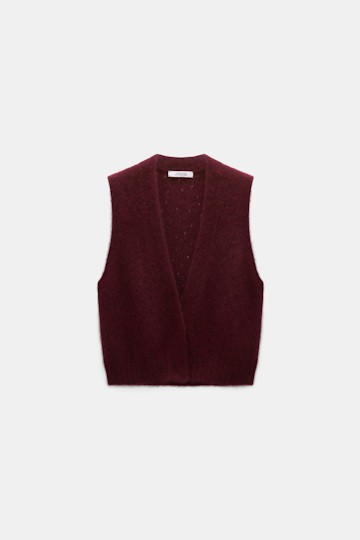 Dorothee Schumacher Cashmere vest with pointelle merlot