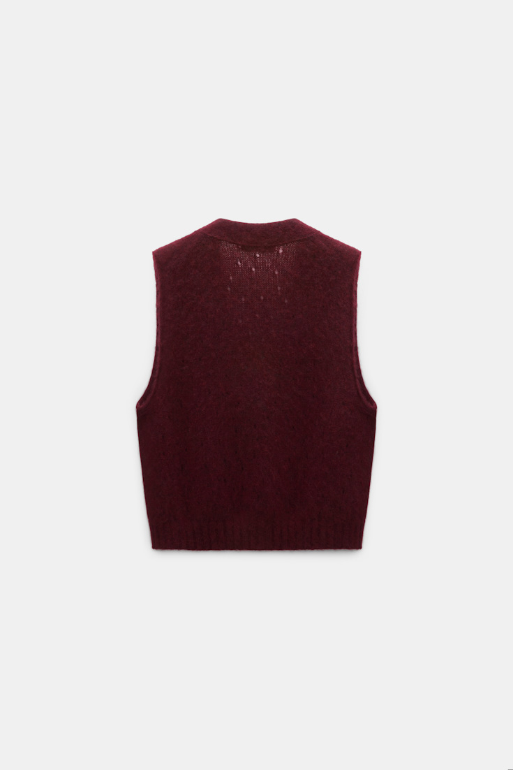 Dorothee Schumacher Gilet im Pointelle-Allover aus Kaschmir merlot
