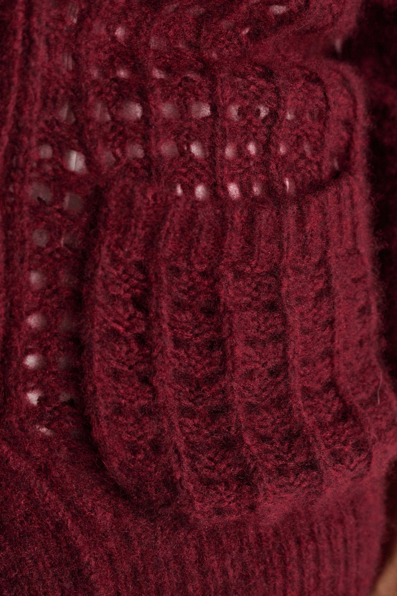 Dorothee Schumacher Cashmere cardigan with graphic pointelle merlot