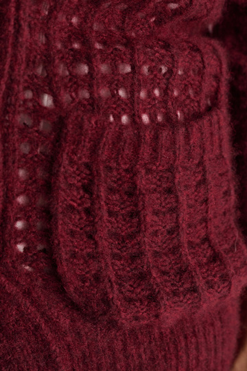 Dorothee Schumacher Cashmere cardigan with graphic pointelle merlot