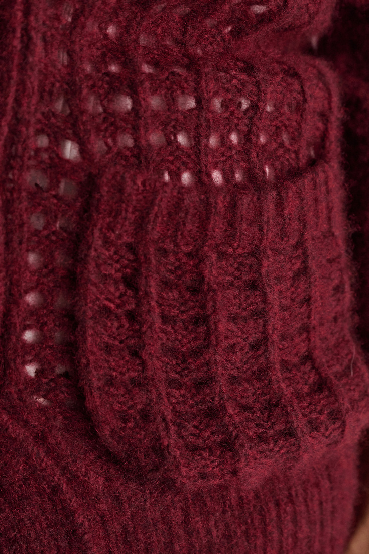 Dorothee Schumacher Cashmere cardigan with graphic pointelle merlot