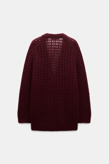 Dorothee Schumacher Cashmere cardigan with graphic pointelle merlot