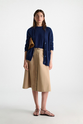 Dorothee Schumacher Cardigan mit Pointelle-Muster aus Kaschmir ocean Model Front View