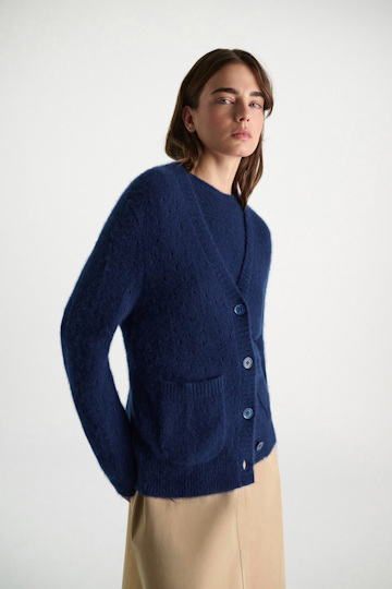 Dorothee Schumacher Cashmere cardigan with pointelle ocean