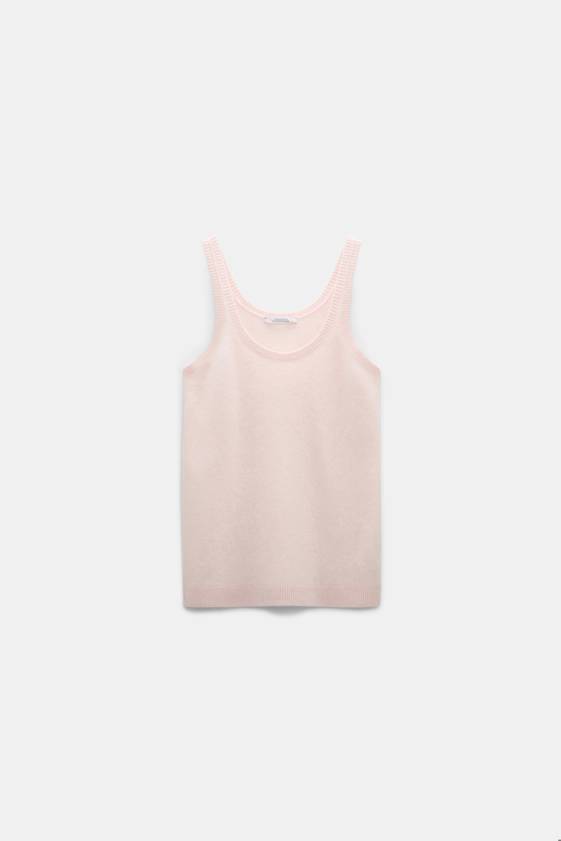 Dorothee Schumacher Women's Light Pink Merino-Cashmere Fluffy Knit Tank Top Medium