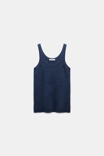 Dorothee Schumacher Fluffy Tanktop aus Merino und Kaschmir blue night