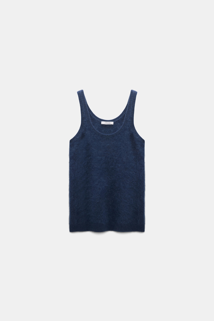 Dorothee Schumacher Fluffy Tanktop aus Merino und Kaschmir blue night