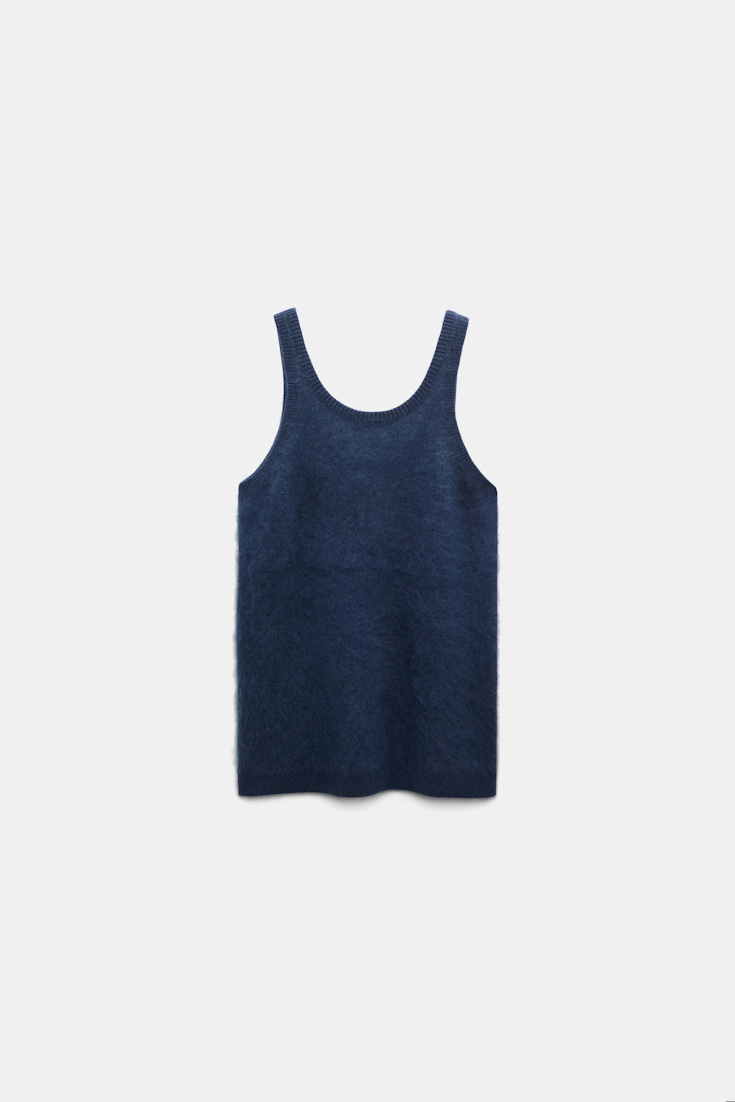 Dorothee Schumacher Fluffy Tanktop aus Merino und Kaschmir blue night