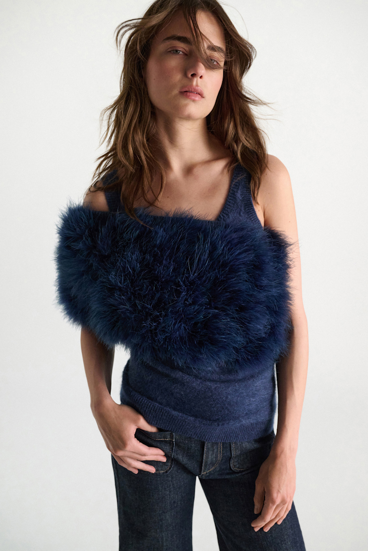 Dorothee Schumacher Feder-Accessoire aus Merino und Kaschmir blue night