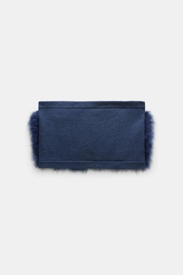 Dorothee Schumacher Merino-cashmere accessory with feathers blue night