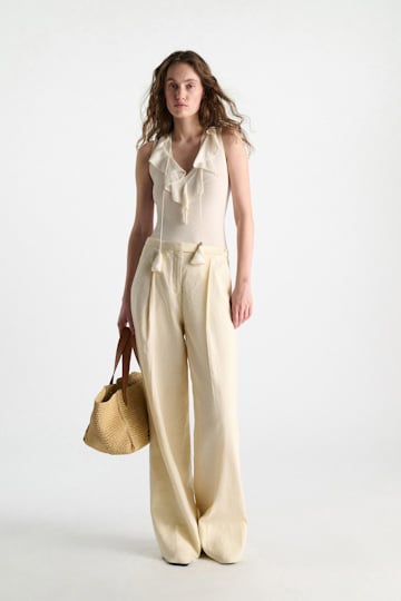 Dorothee Schumacher Lace front sleeveless knit top orchid white
