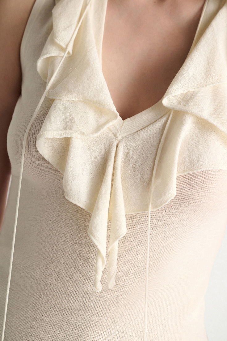 Dorothee Schumacher Ärmelloses Strickoberteil mit Spitzenfront orchid white