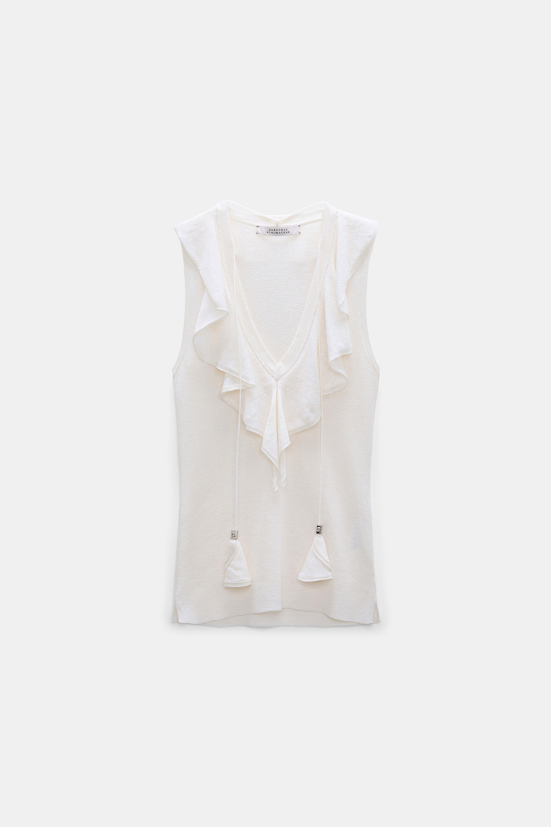 Dorothee Schumacher Women's White Lace Front Sleeveless Knit Top Medium