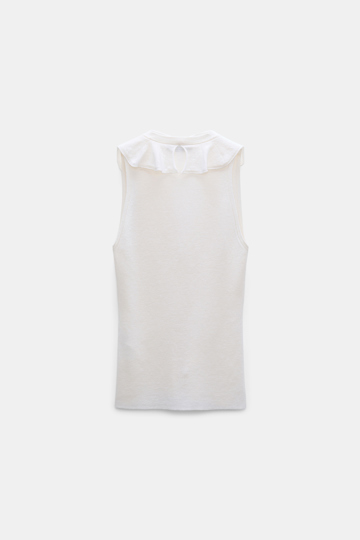 Dorothee Schumacher Lace front sleeveless knit top orchid white
