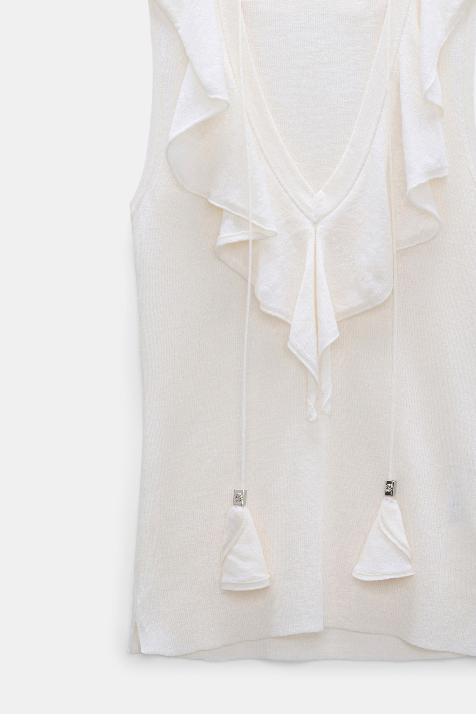 Dorothee Schumacher Ärmelloses Strickoberteil mit Spitzenfront orchid white