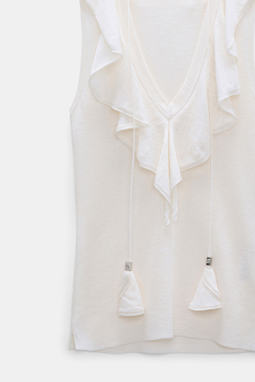 Dorothee Schumacher Lace front sleeveless knit top orchid white
