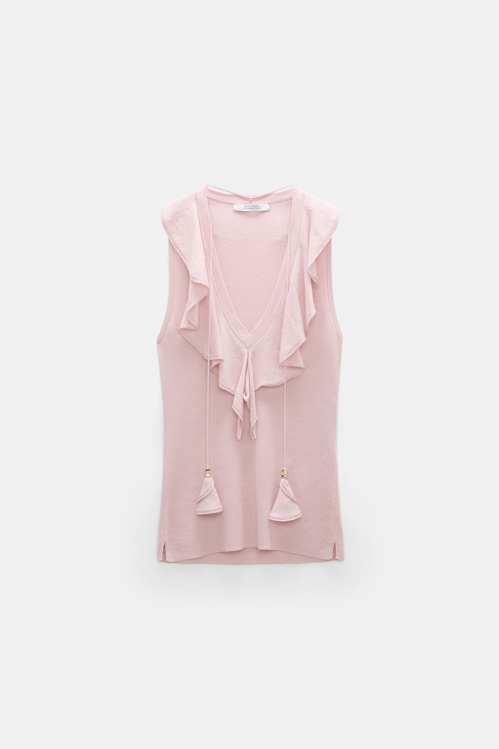 Dorothee Schumacher Ärmelloses Strickoberteil mit Spitzenfront powder